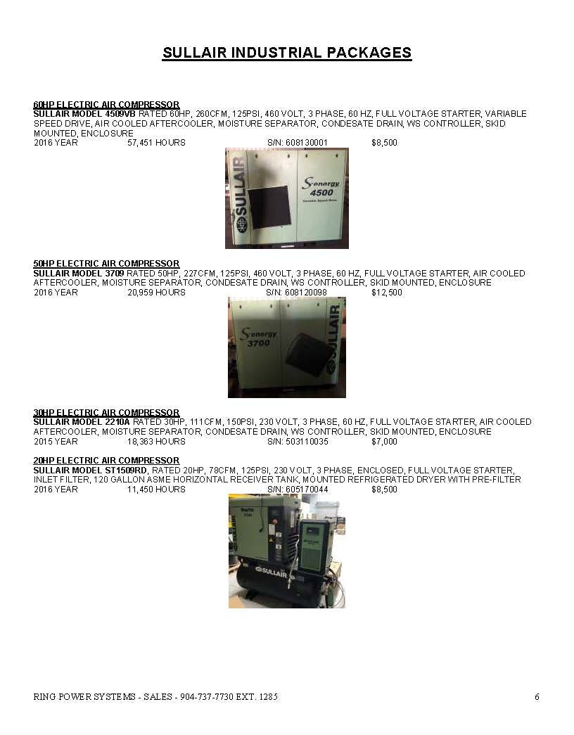 used electric industrial air compressors florida