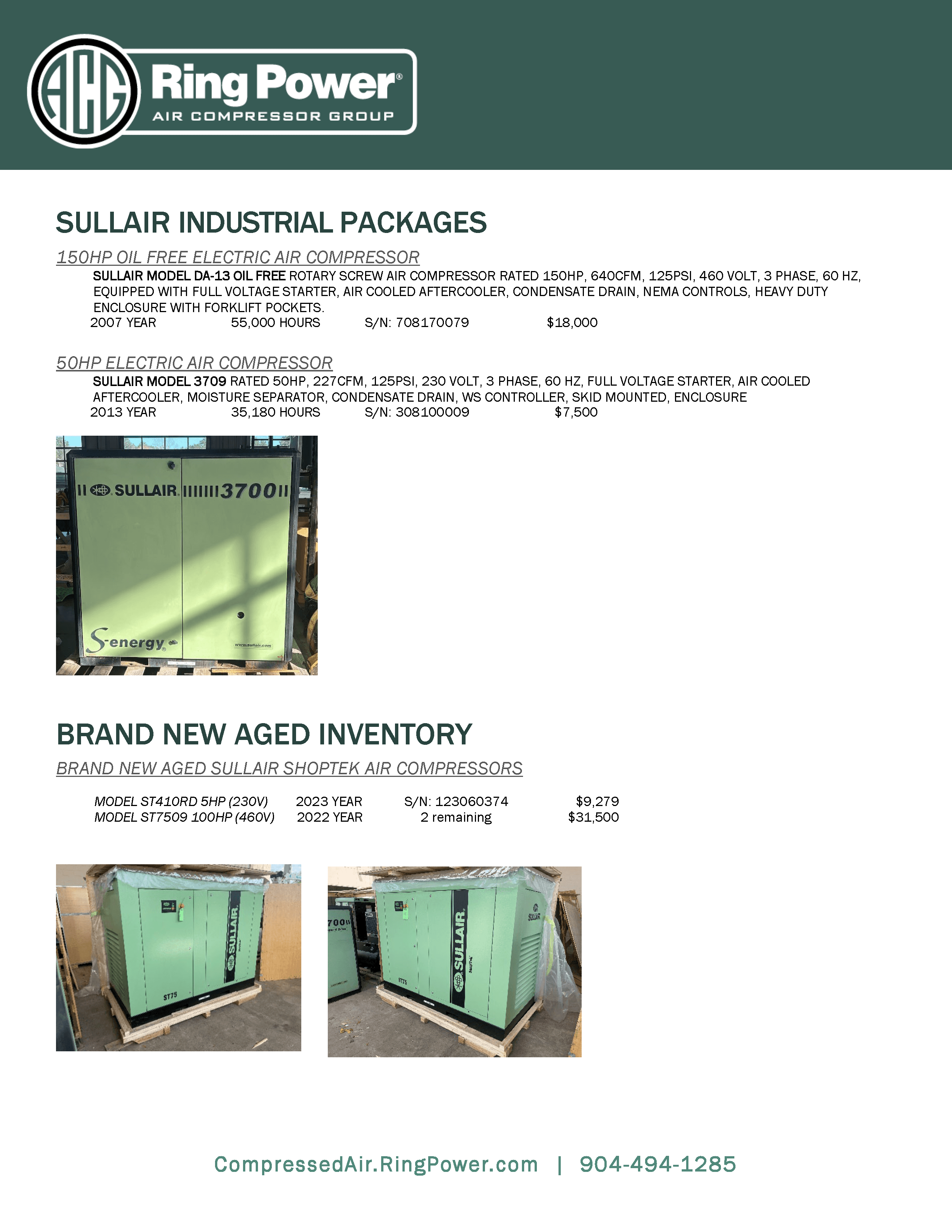 used sullair industrial packages
