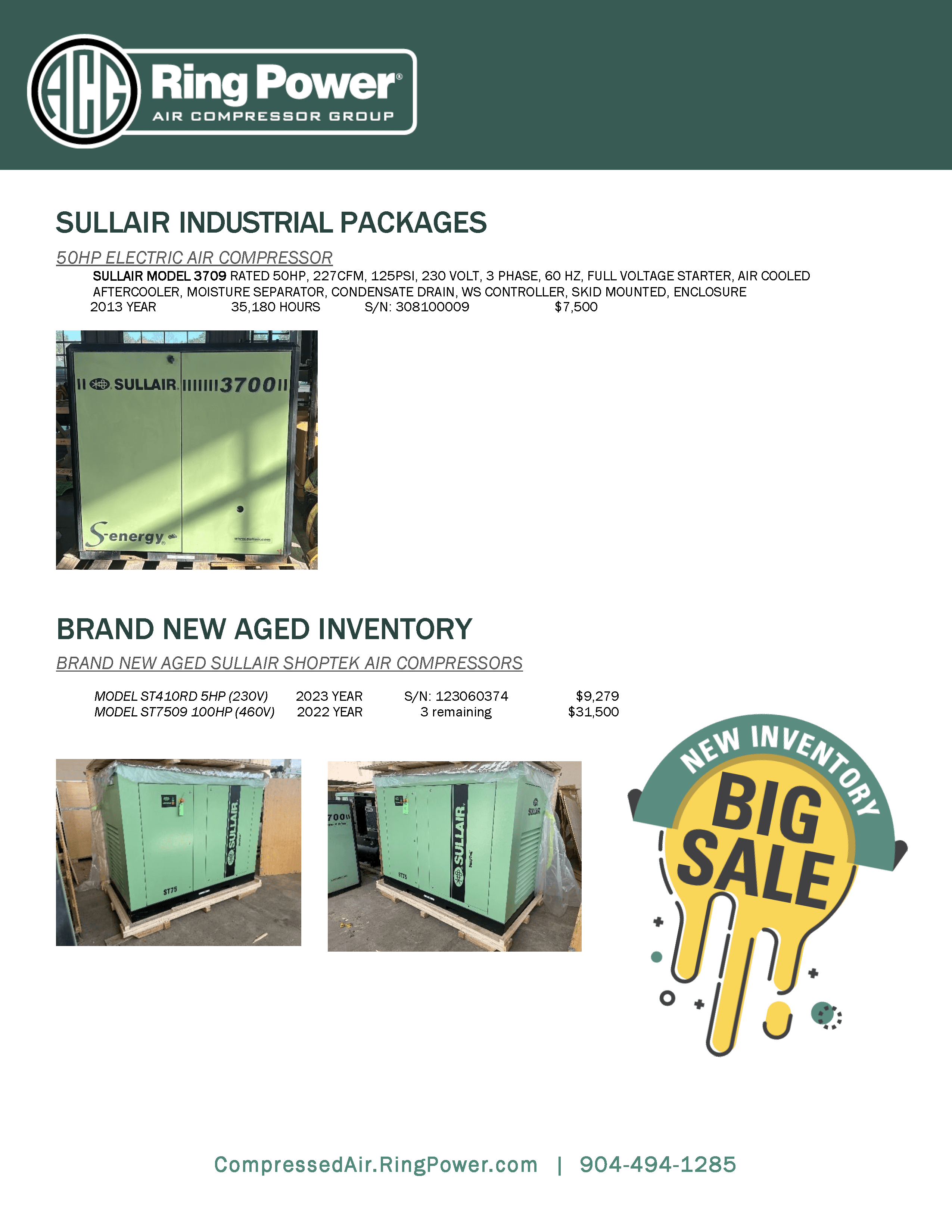 used sullair industrial packages