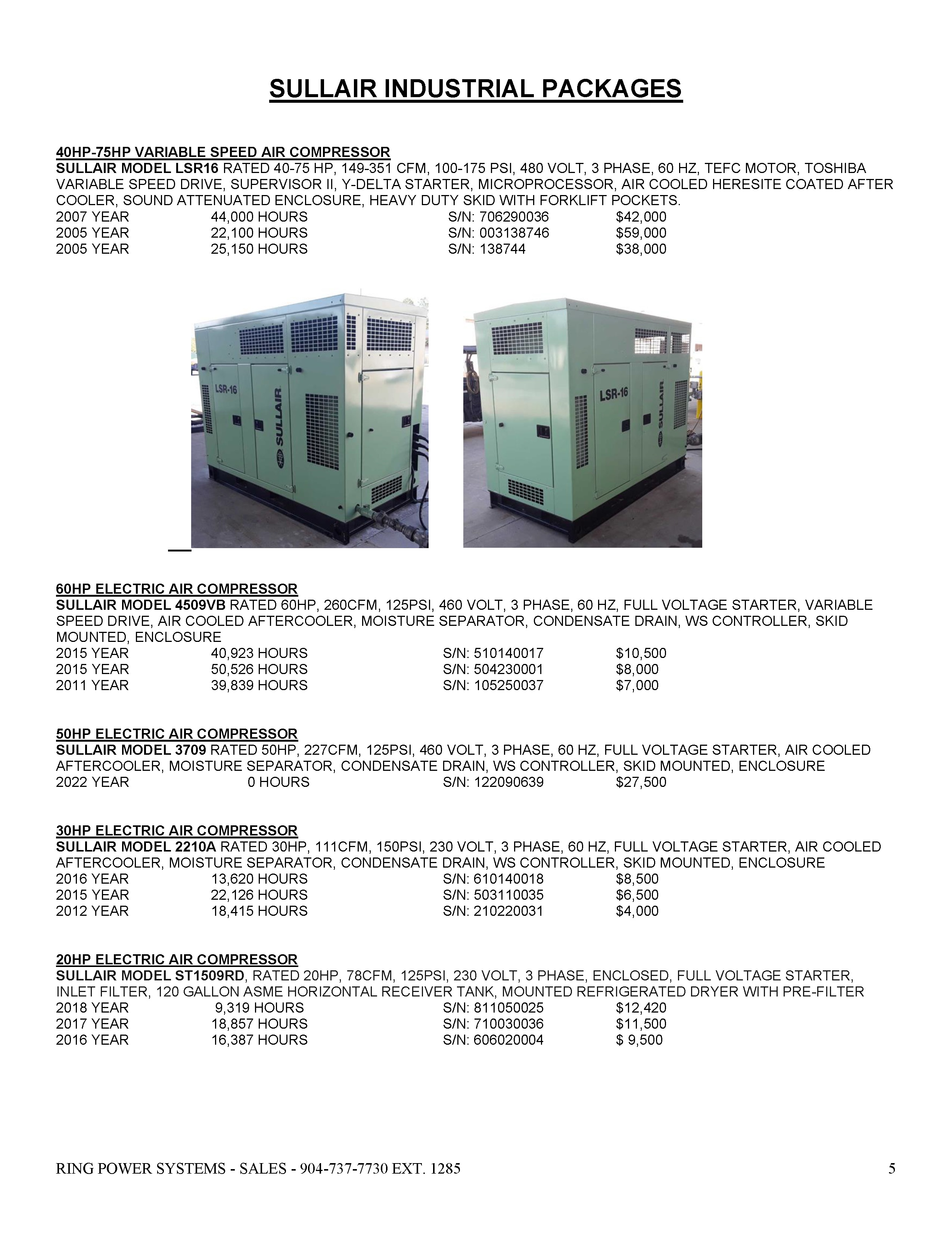used industrial electric air compressors florida