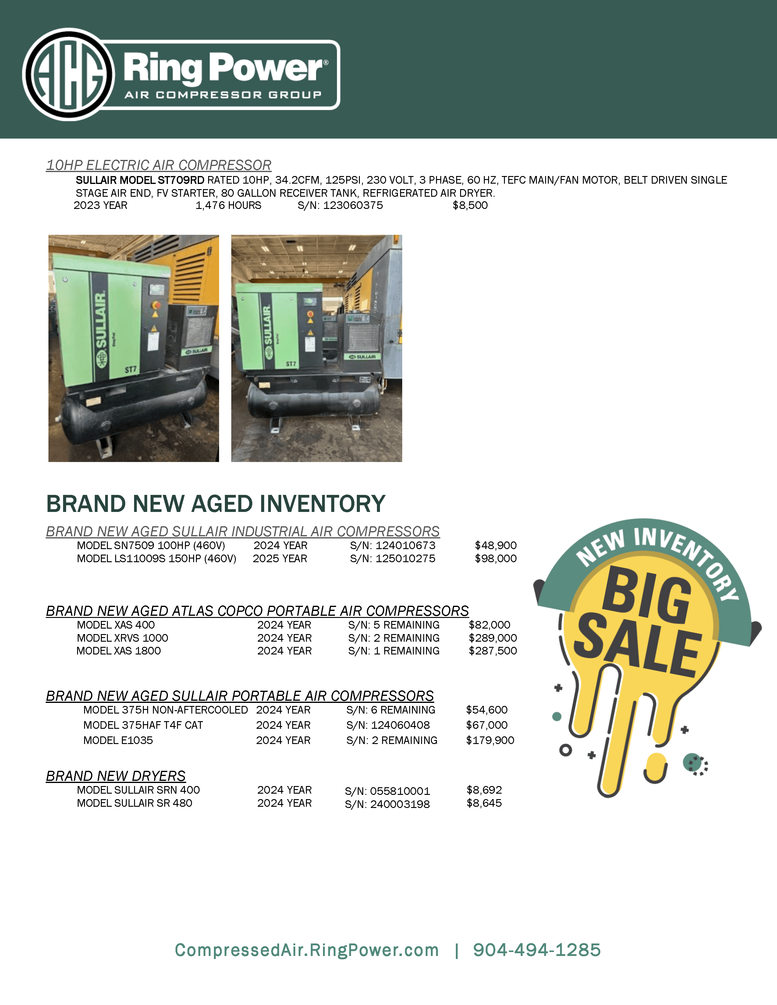used sullair industrial portables