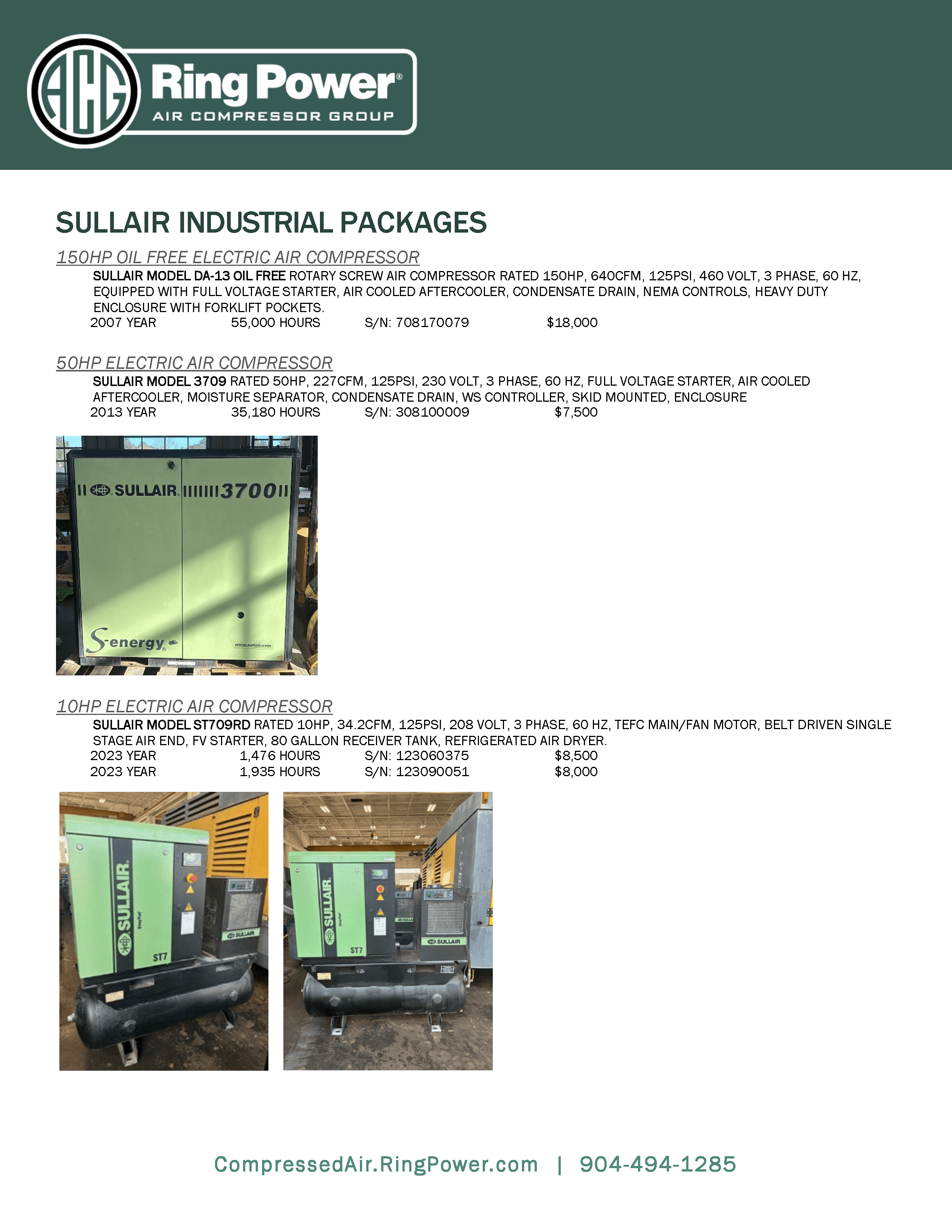 used sullair industrial packages