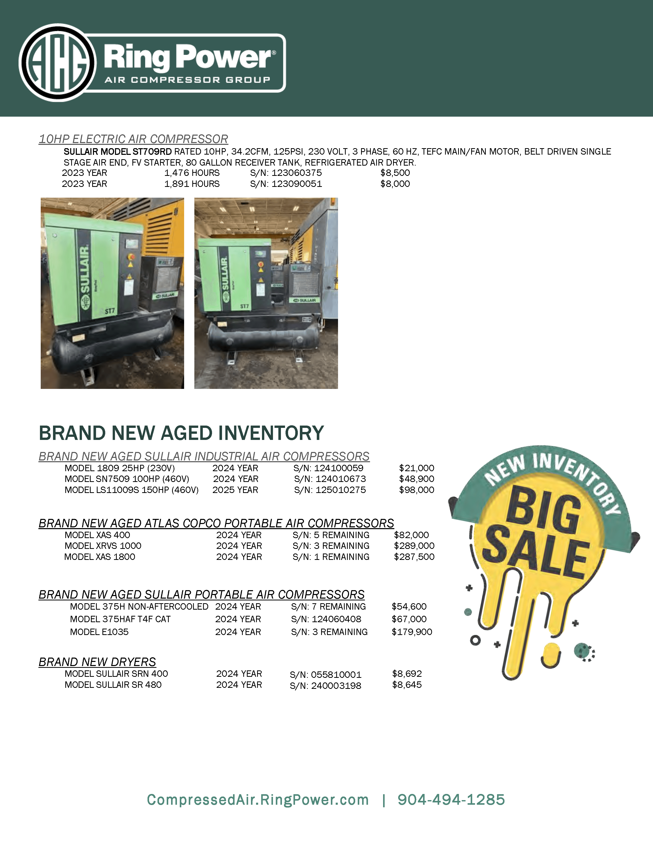 used sullair industrial portables