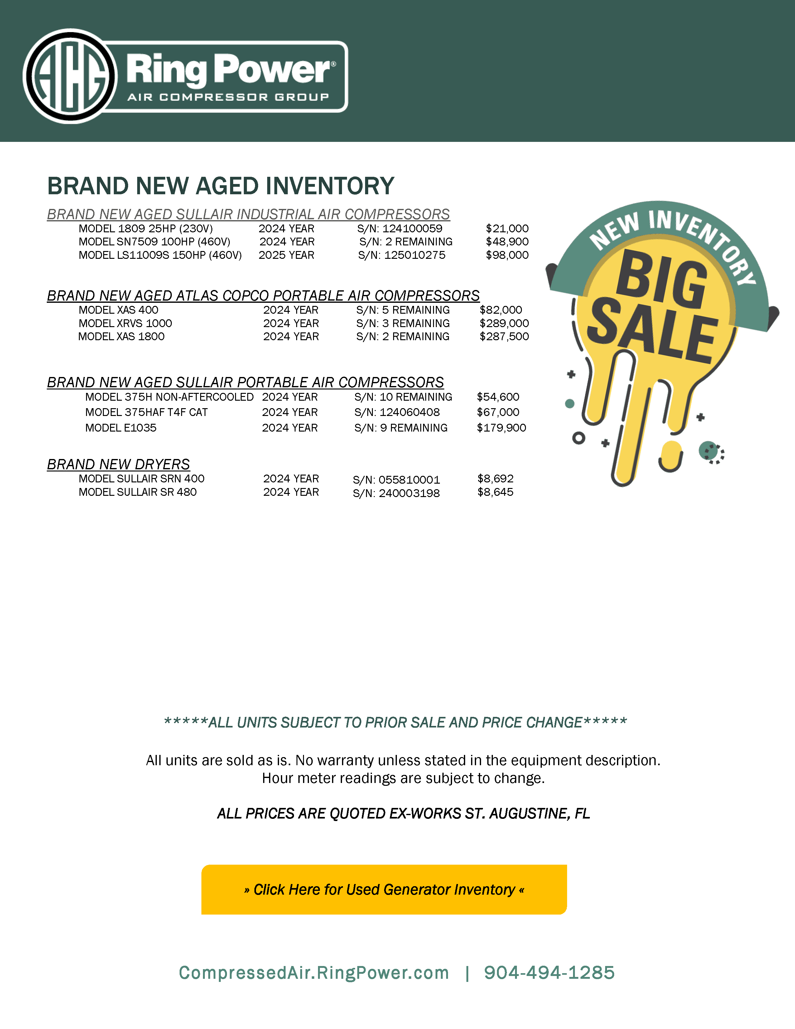 used sullair industrial packages
